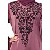 A-line party wear abaya with Resham embroidery work- Mauve Pink